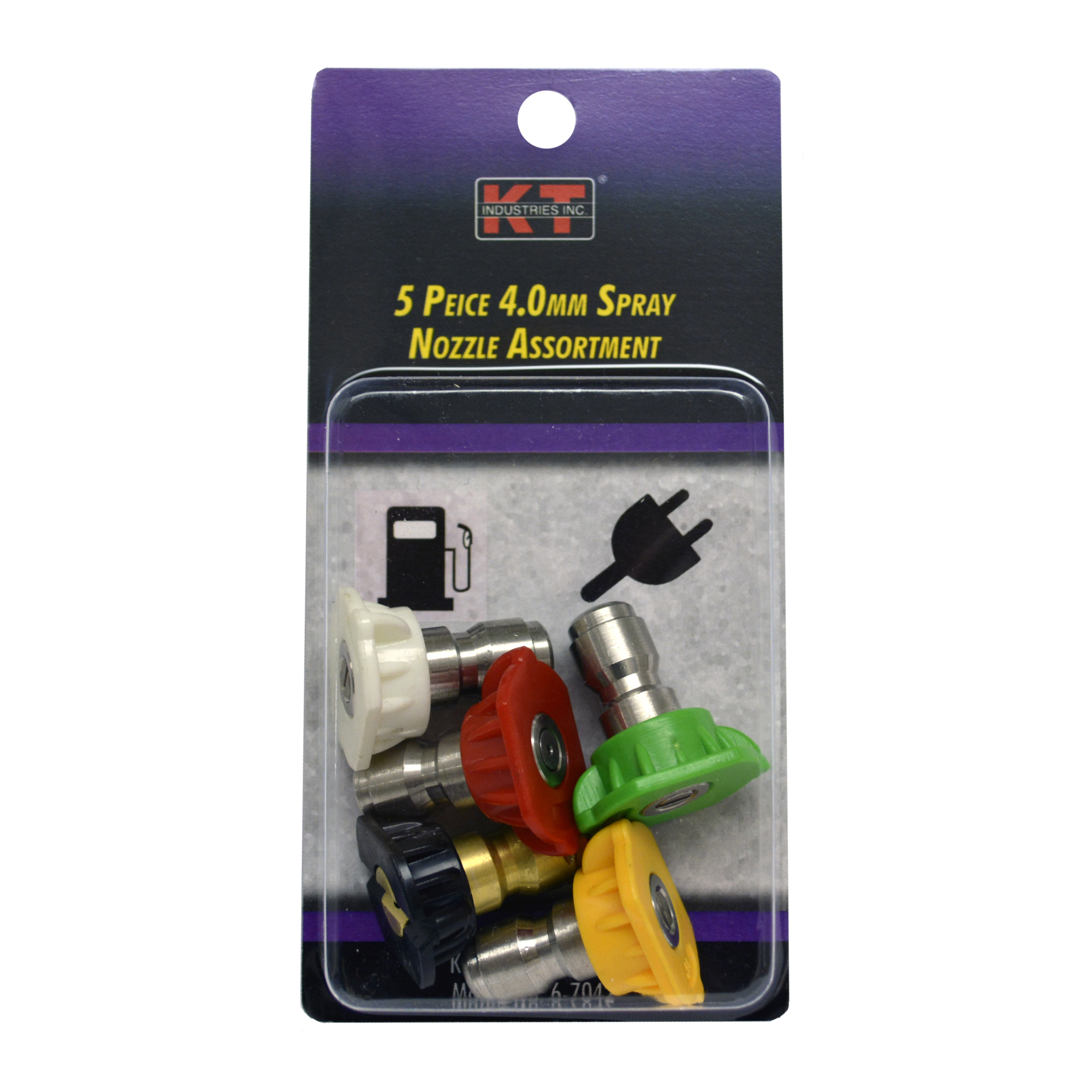 K-T Industries Spray Nozzle Assortment — 5-Piece, 4.0mm, 0Â° to 65Â°, Quick Connect, 4000 PSI, Model# 6-7042